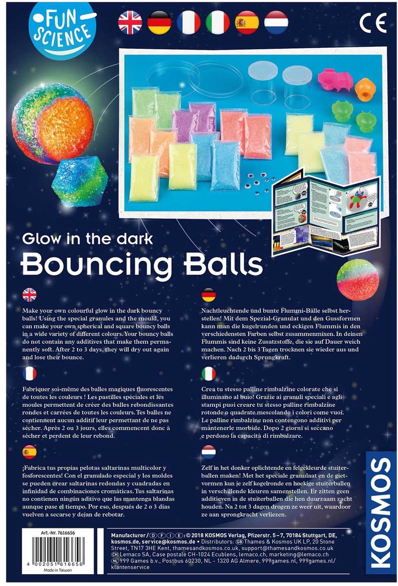 KOSMOS Bouncing Balls - Experimenteerset - Maak Je Eigen Stuiterballen - Inclusief Glow-in-the-Dark Effecten en Wiebeloogjes - Tot 20 Stuiterballen - STEM Speelgoed - Vanaf 8 Jaar — afbeelding 14