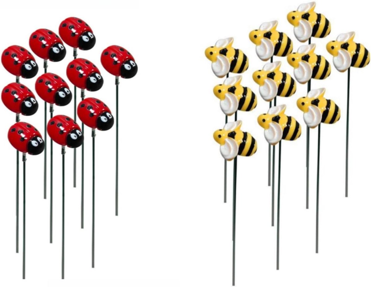 Tuinstekers Insecten - Decoratie Bijen - Tuin Decoreren - Hars Materiaal - 20 Stuks - Multicolor