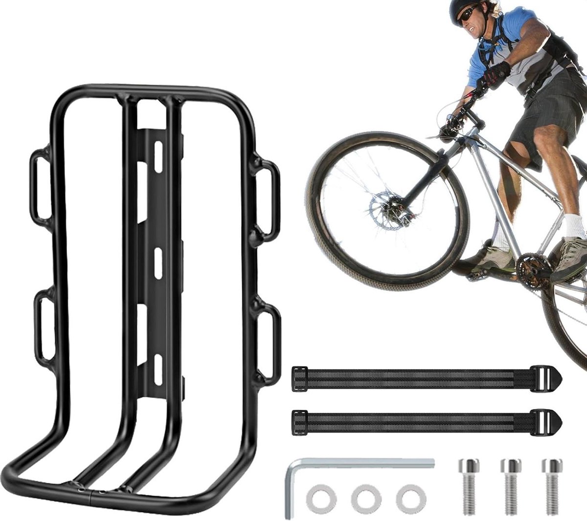 Voorfietsrek - Bagagedrager Fiets - Winkelen Reizen - Zware Laadcapaciteit - 20 x 14 x 14 cm - Zilver