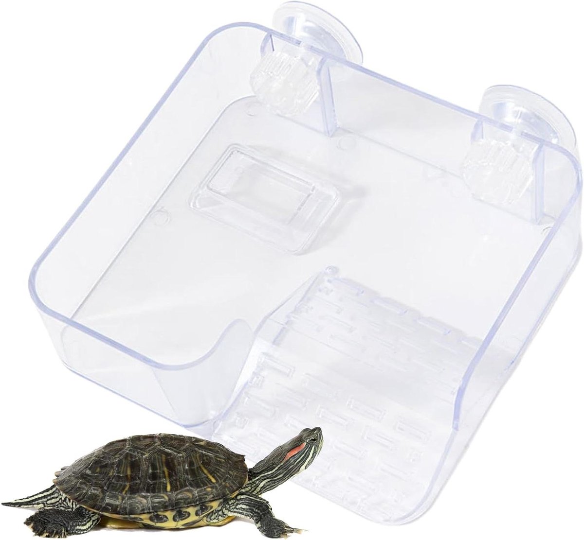 Schildpad Zonneplateau - Aquarium Terras Klimdok - Ontspannen en Zonnebaden - In Hoogte Verstelbaar - 18.5 cm - Helder