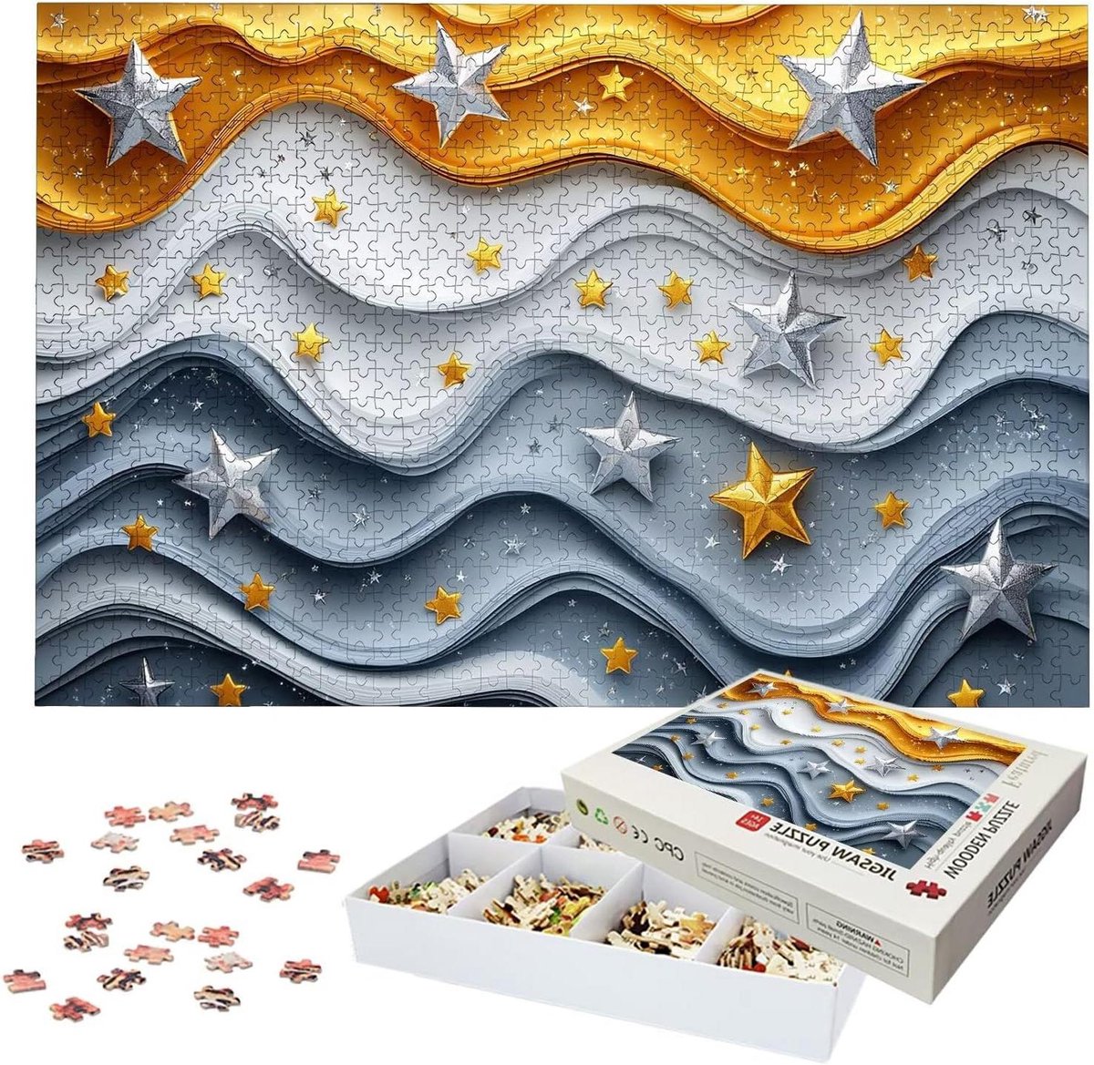 Puzzel 3000 stukjes - Abstracte puzzel Sterpuzzel - Ontspanning thuis - Houten puzzelstukjes - 122 x 81 cm - Meerkleurig