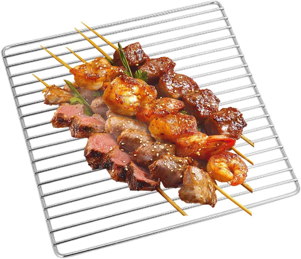 Grillrooster - BBQ rooster - Buiten koken - Roestvrij staal - 30 x 25 cm - Zilver