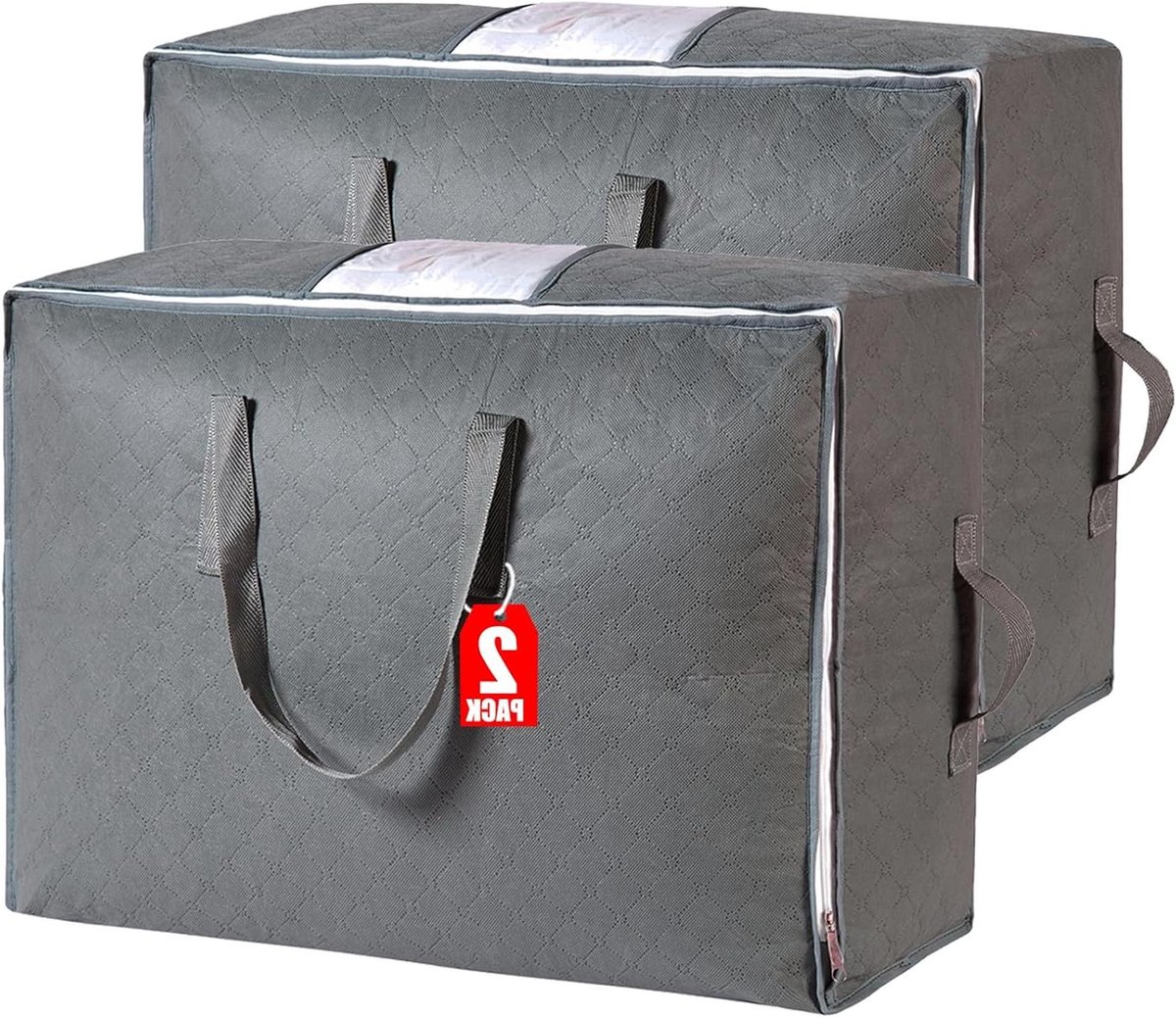 Opbergzakken Dekbedden - Dekbed Opberger Beddengoed - Kast Organiseren - Extra Groot 105L - 2 stuks - Grijs
