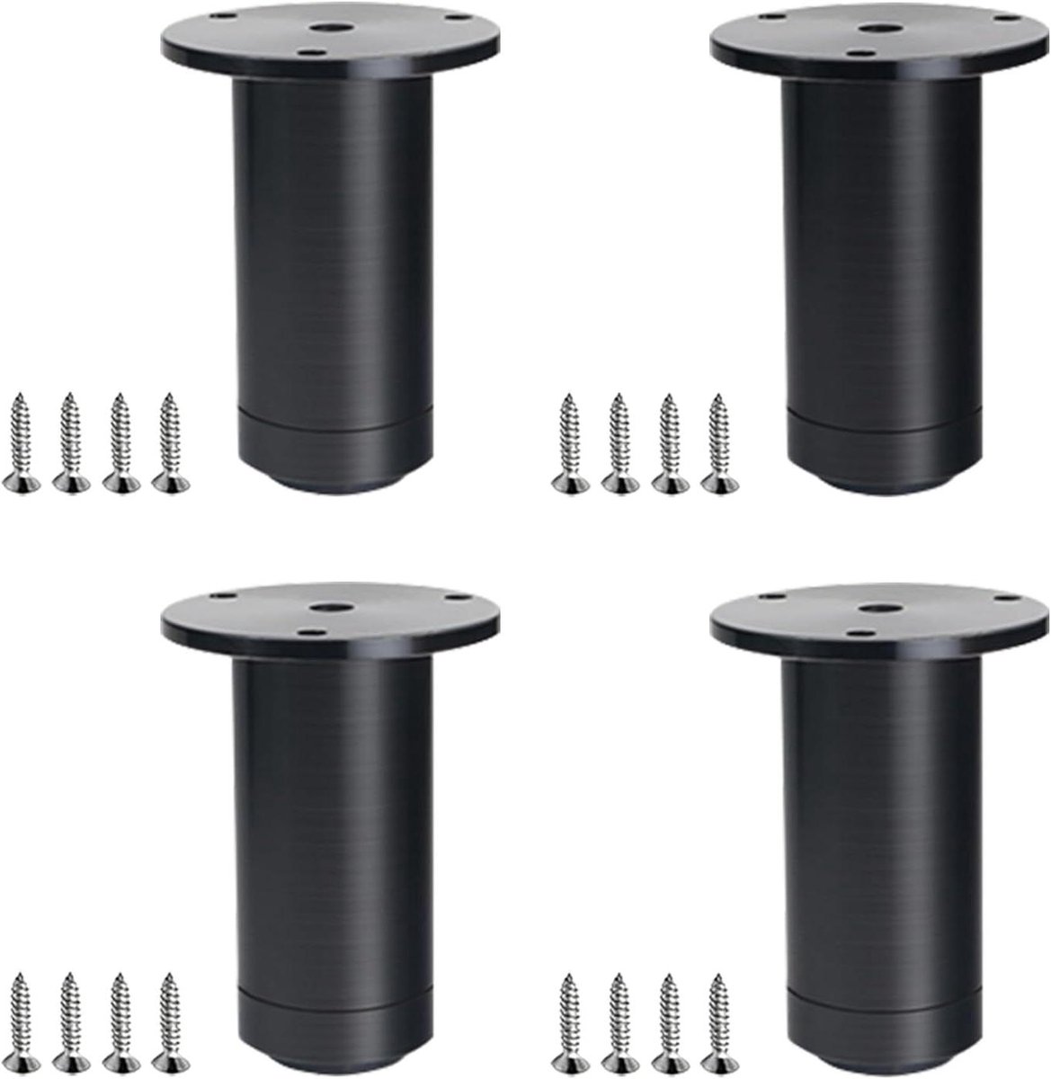 Tafelpoten - Meubelpoten Bankpoten - Meubels Verhogen - Verstelbaar tot 25mm - 8-25 cm - Zwart