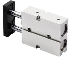 Dubbele Stang Cilinder - Luchtcilinder Pneumatisch - Industriële Automatisering - Aluminium Legering - Boring 25mm Slag 35mm - Zilverkleurig