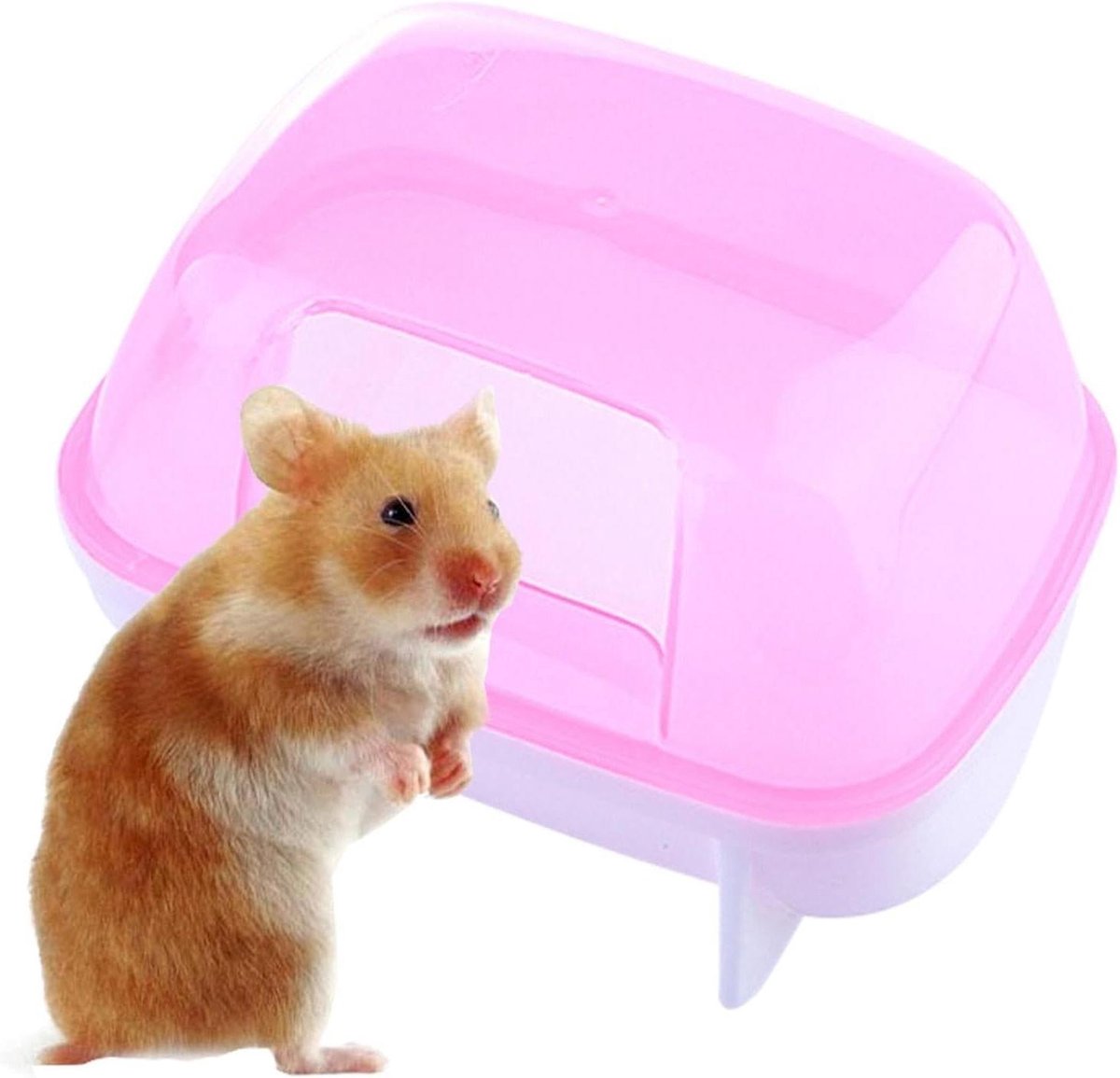 Zandbad Hamster - Hamsterbad Zandbak - Hygiëne Kleine Dieren - Afneembaar Ontwerp - 10x7.5x7.5 cm - Rood