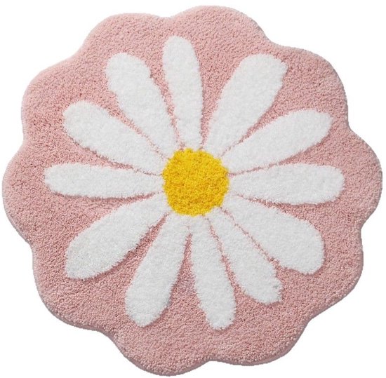 Badkamerkleedje/badmat tapijt - Badmat antislip - Badkamermat - Bloemenpatroon - Wasbare Douchemat - Polyester - Kamerdecoratie - 40*40cm - Roze