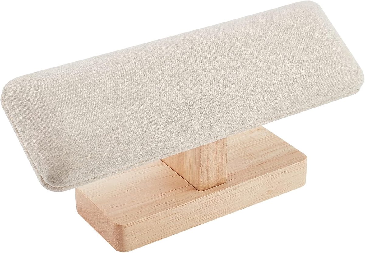 Famanu – Houten armbandstandaard display, T-bar horlogestandaard voor het organiseren van armbanden en sieraden, lichtgrijs
