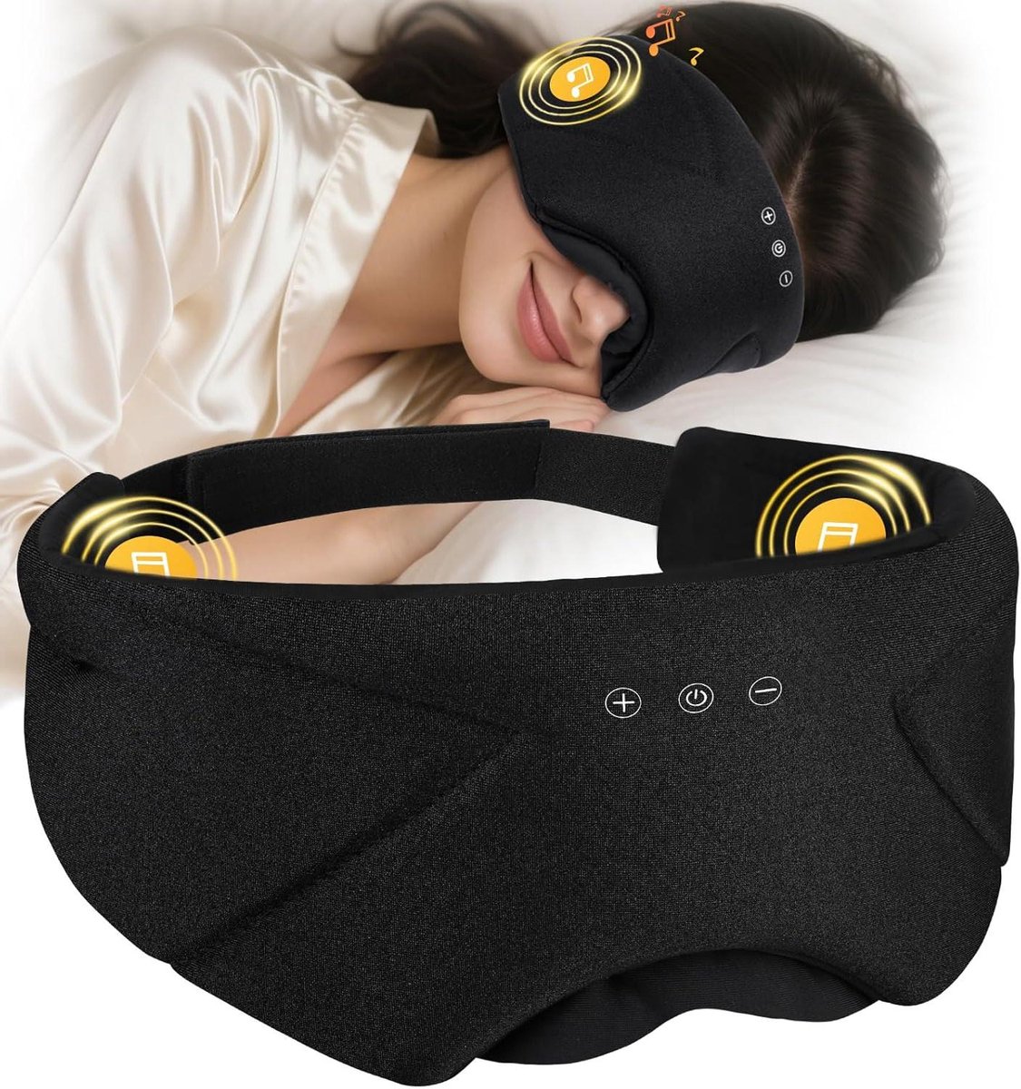 Bluetooth Slaapmasker met Koptelefoon - Oogmasker Muziek - Ontspannen Slapen - Volledige Lichtblokkering - Verstelbaar - Zwart