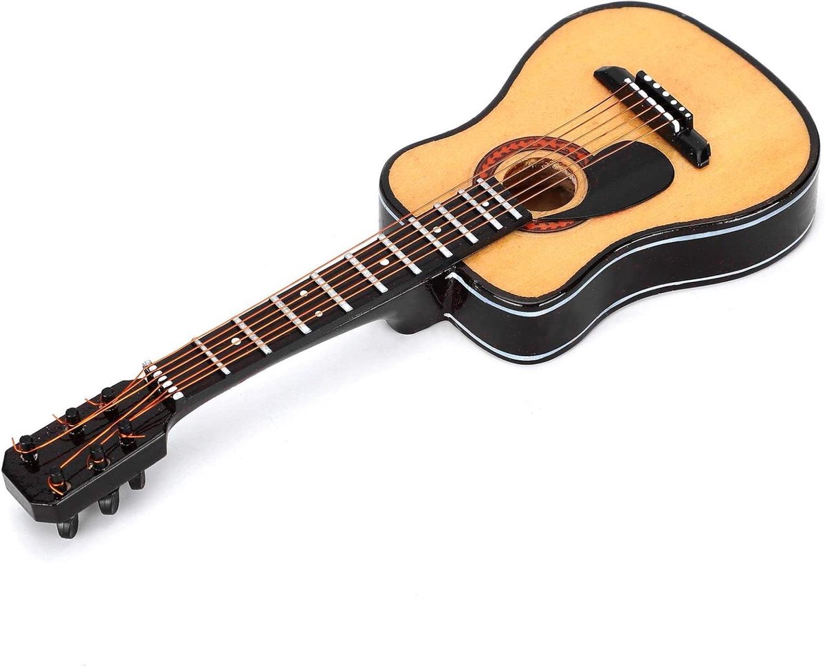 Houten Mini Gitaar - Decoratie Gitaar Kinderen - Slaapkamer Decoratie - Gedetailleerd Vakmanschap - 18 x 8 x 5 cm