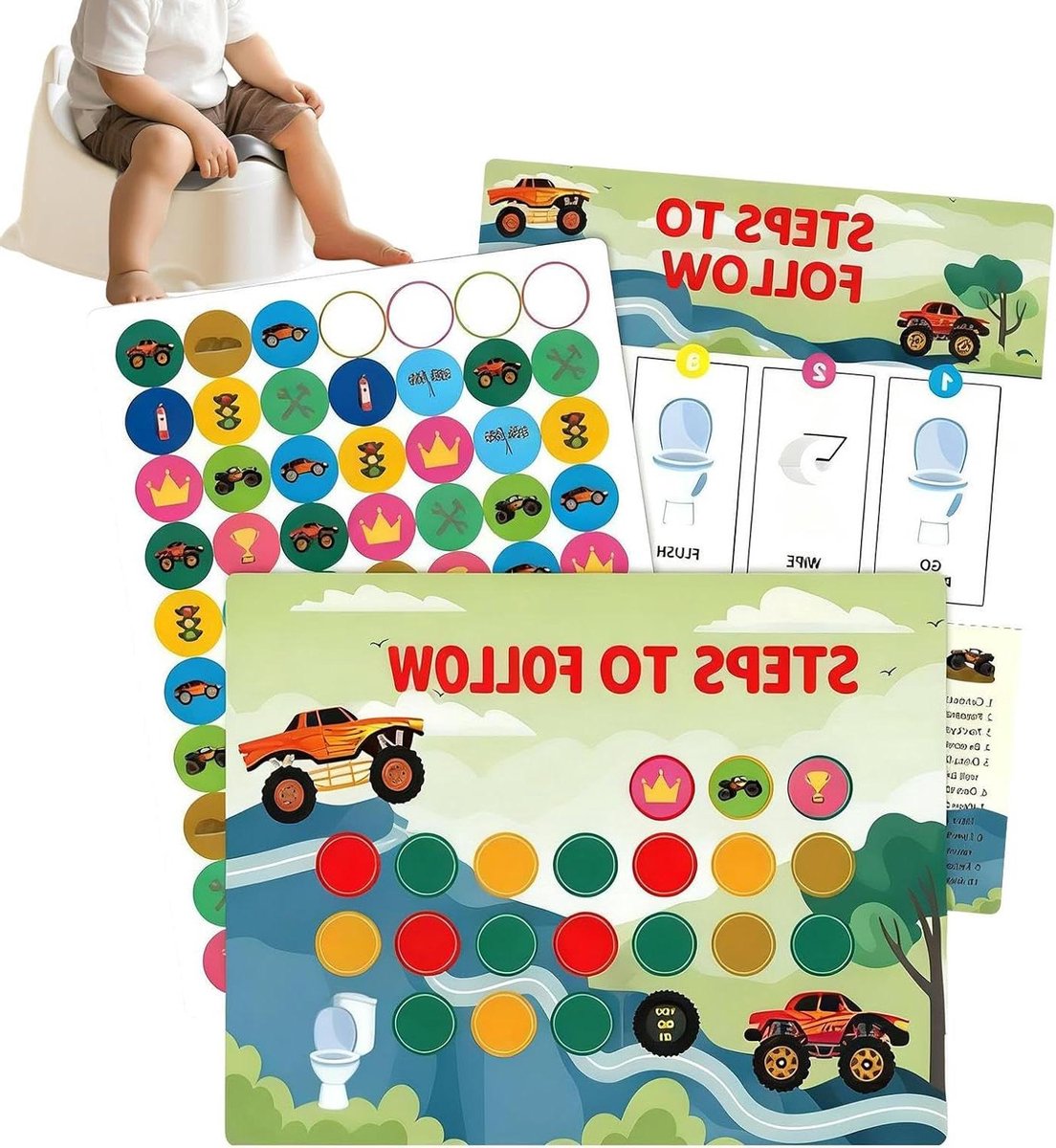 Zindelijkheidstraining Stickerkaart - Gedrag Motivatie Kit - Kinderen Leren - Leuke Motivatie Tool - 10 Vellen - Meerkleurig