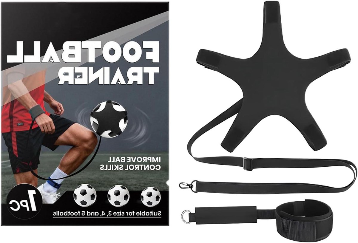 Voetbal Trainingsapparaat - Balcontrole Trainer - Vaardigheden Verbeteren - Draagbaar Ontwerp - Nylon Materiaal - Zwart
