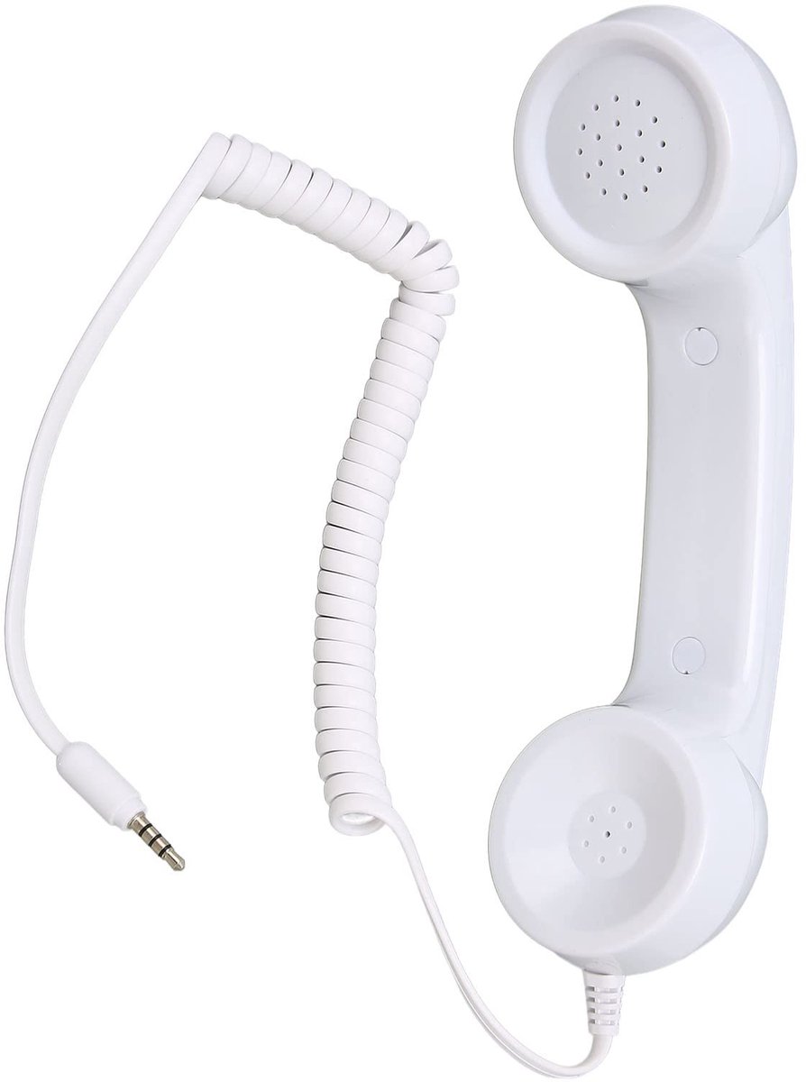 Retro Mobiele Telefoon Ontvanger met Microfoon en Volume Controle - 3,5mm Jack (Wit)