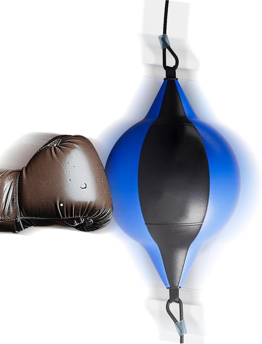 Boks Reflexbal - Speedbag Boksen - Conditie Verbeteren - Scheurvast PU-leer - 18 cm - Blauw