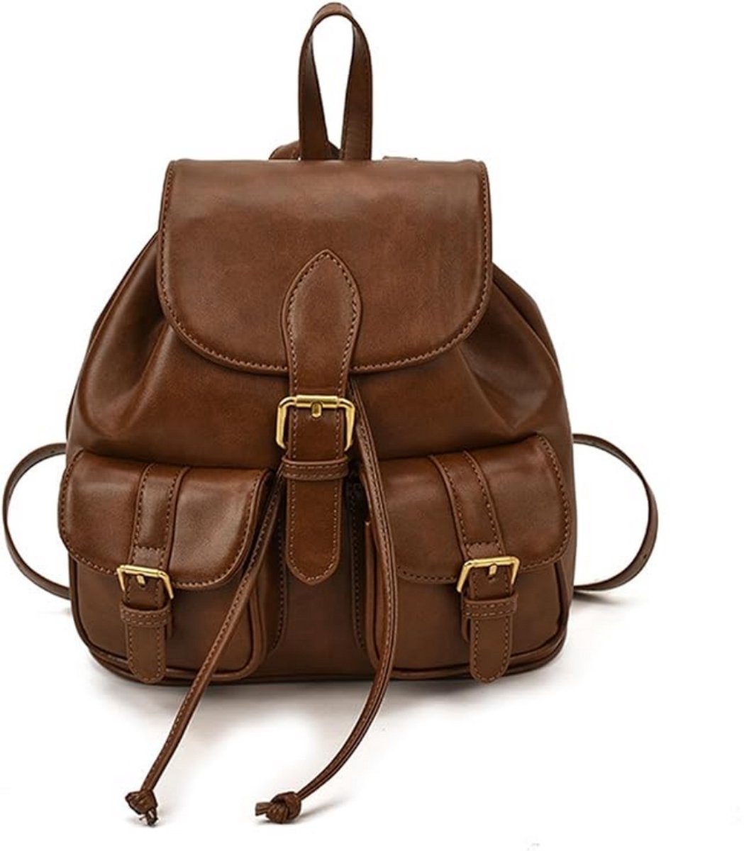 Rugzak voor Vrouwen - Bruin Retro Stadsrugzak - Compact & Lichtgewicht - Backpack voor school woon-werkverkeer, reis, daypack