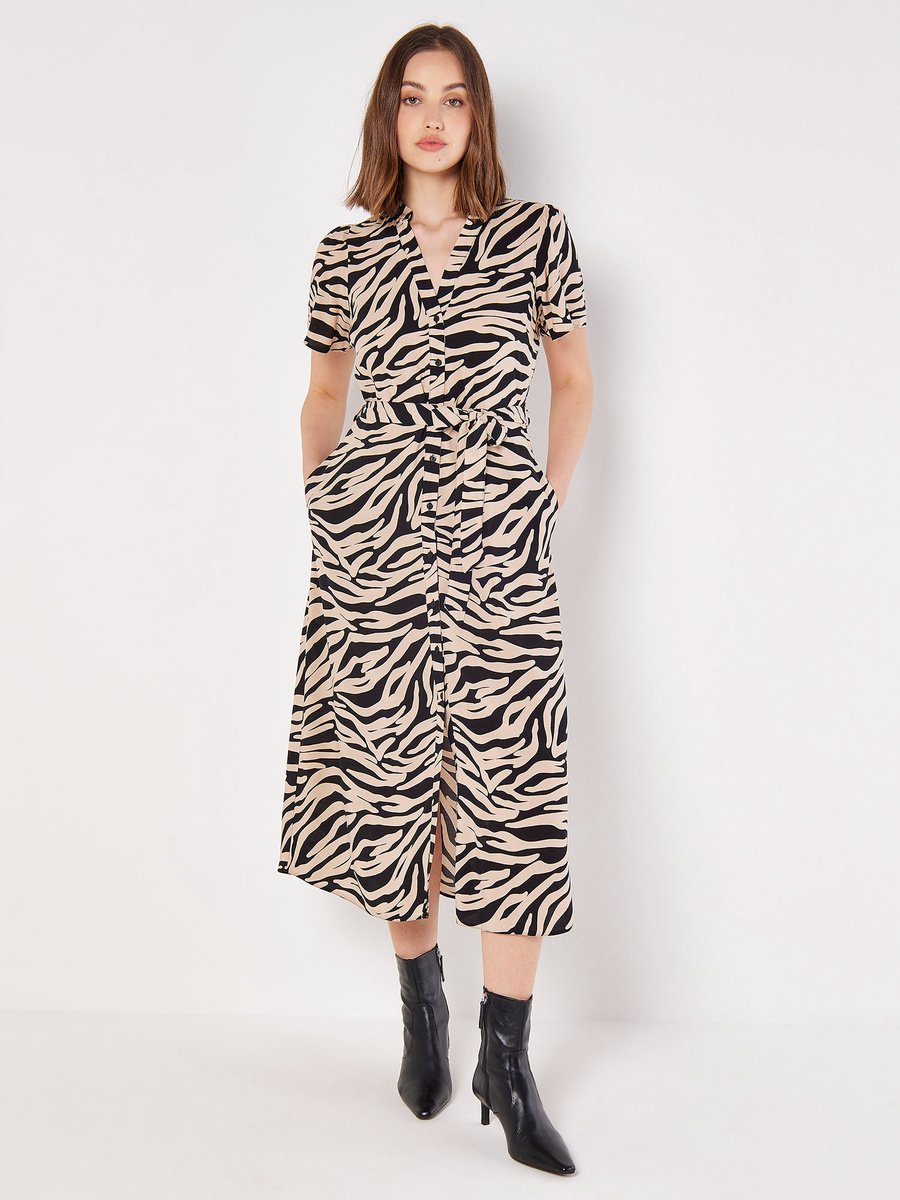 Zebra-overhemdjurk met strik