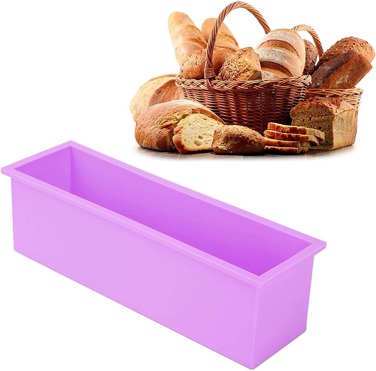 Rechthoekige Zeepvorm - Siliconen Mal - Zeep Maken - Antiaanbaklaag - 1200 ml - Paars