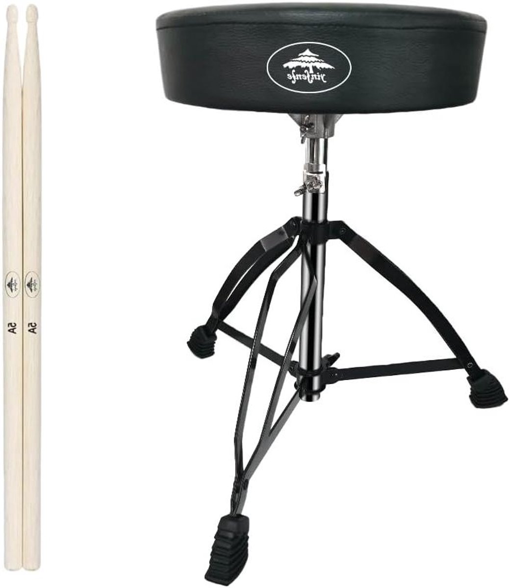 Drumkruk - Drumstoel Drumzitje - Muziek Maken - Verstelbare Hoogte - 53.3 cm - Zwart
