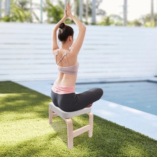 Damenzo - Yoga - Yoga blok - Gym - Kruk - Krachttraining - Fitness - Meditatie - Hoofdstand bankje - Draagvermogen tot 200kg - Wit — afbeelding 2