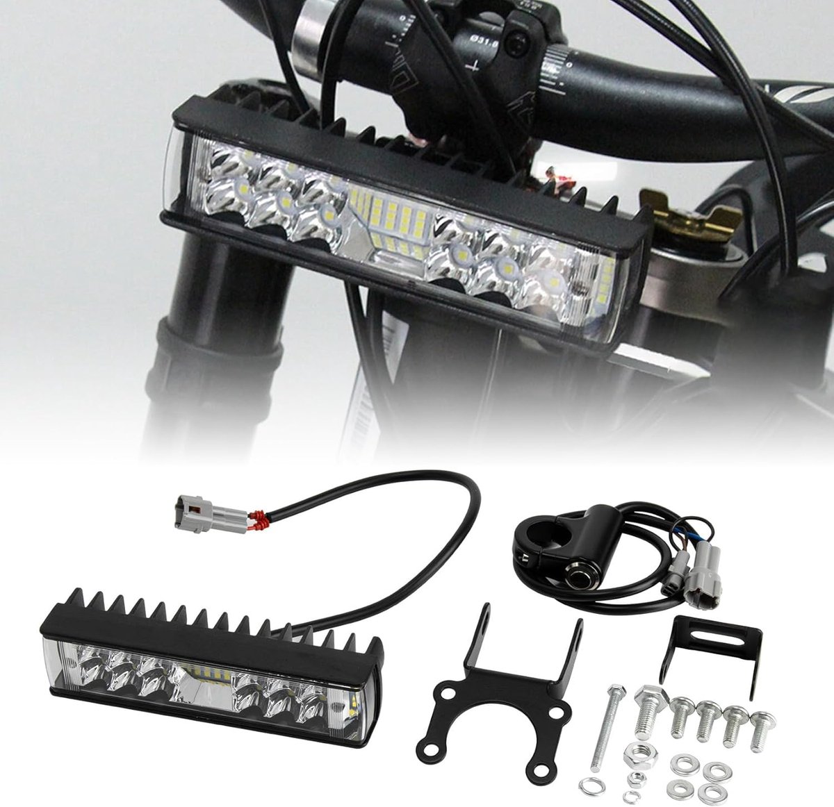 VHV - E-bike koplamp kit - LED voorlicht met beugel - koplamp voor elektrische fiets en dirtbike 60° / 30° verstelbaar - voor Sur-Ron, e-step en offroad ritten