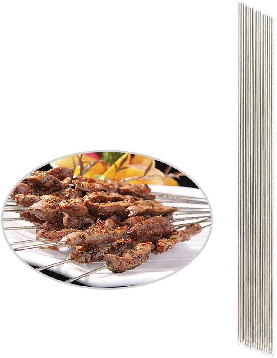 BBQ Spiesen - Grillspiesen RVS - Barbecueën - Herbruikbaar - 30 cm - Zilver