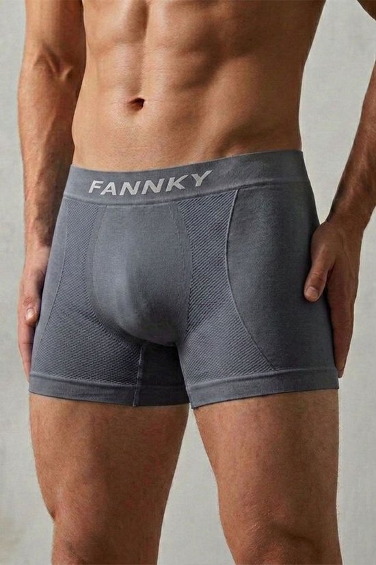 FANNKY Premium Naadloze Heren Boxer - Ademend & Zacht - Met Textuurpatroon en Hoge Taille - Model 2014 Grijs Maat XL