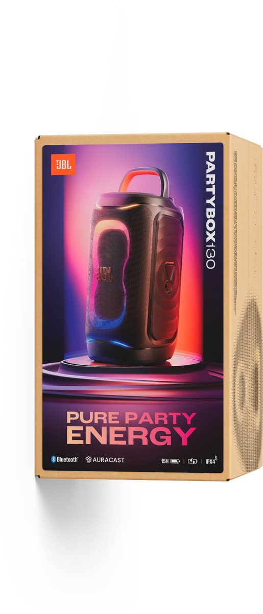 JBL PartyBox 130 - NIEUW - Draadloze Bluetooth Party Speaker - Opvouwbare Handgreep - Spatwaterdicht - LED verlichting - 15 uur - Zwart – foto 8
