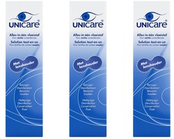 Unicare - Alles-in-één Lenzenvloeistof - 3 stuks 250ML - Voor Zachte Lenzen - voor Gevoelige Ogen - Inclusief 3 Lenzendoosjes