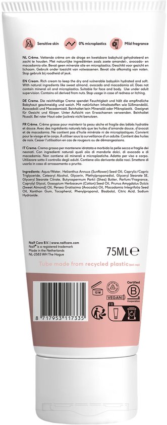 Naïf - Baby Crème - Voordeelset – Baby & Kids – Droge & Gevoelige Huid – Natuurlijke Ingrediënten – 2x75ml