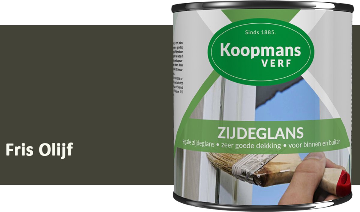 Koopmans Zijdeglans Lakverf – Binnen & Buiten – Kras- en Stootvast – Hoge Dekkracht – Voor Hout, Deuren en Kozijnen – Fris Olijf – 2,5 l