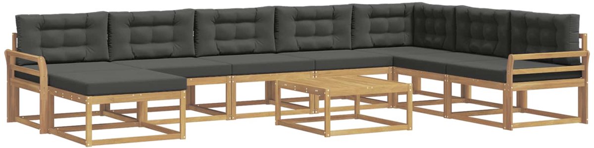 vidaXL Buiten - bank - set - 9 - st - 8-zits - Wit - en - antracietkleurig Wit en antracietkleurig