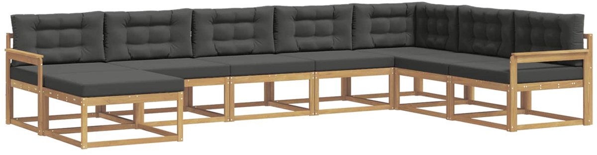 vidaXL Buiten - bank - set - 8 - st - 8-zits - Wit - en - antracietkleurig Wit en antracietkleurig