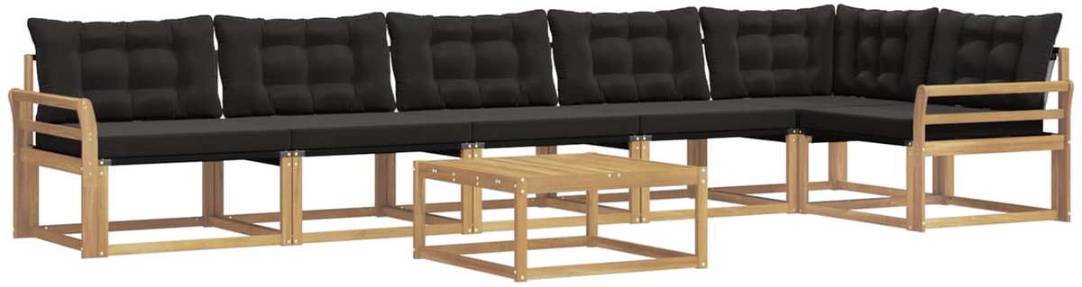 vidaXL Buiten - bank - set - 7 - st - Wit - en - zwart Wit en zwart