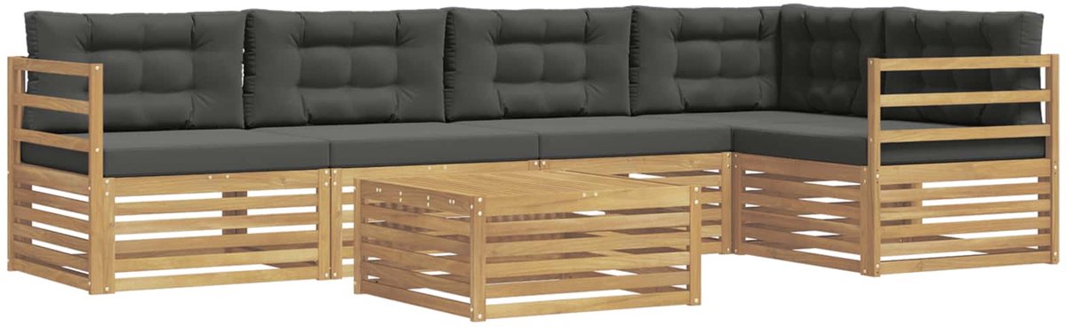 vidaXL Buiten - bank - set - 6 - st - 5-zits - Wit - en - antracietkleurig - Polyester Wit en antracietkleurig