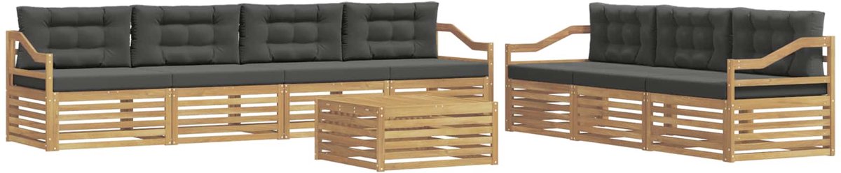 vidaXL Buiten - bank - set - 8 - st - 7-zits - Wit - en - antracietkleurig - Polyester Wit en antracietkleurig