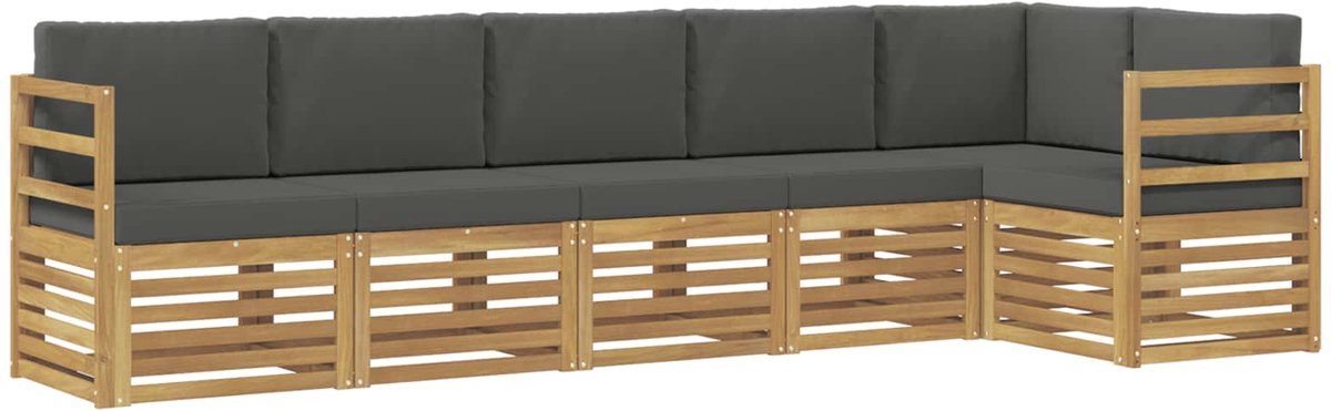 vidaXL Buiten - bank - set - 6 - st - 6-zits - Wit - en - antracietkleurig - Polyester Wit en antracietkleurig
