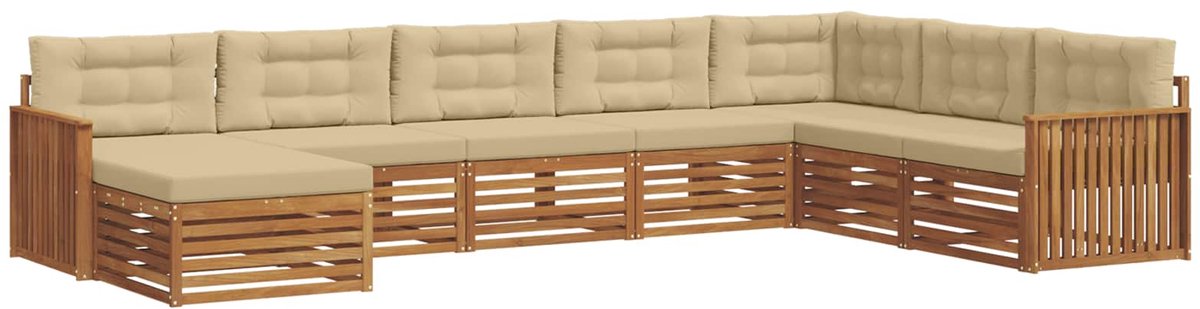 vidaXL Buiten - bank - set - 8 - st - 7-zits - Natuurlijk - en - Beige Natuurlijk en Beige