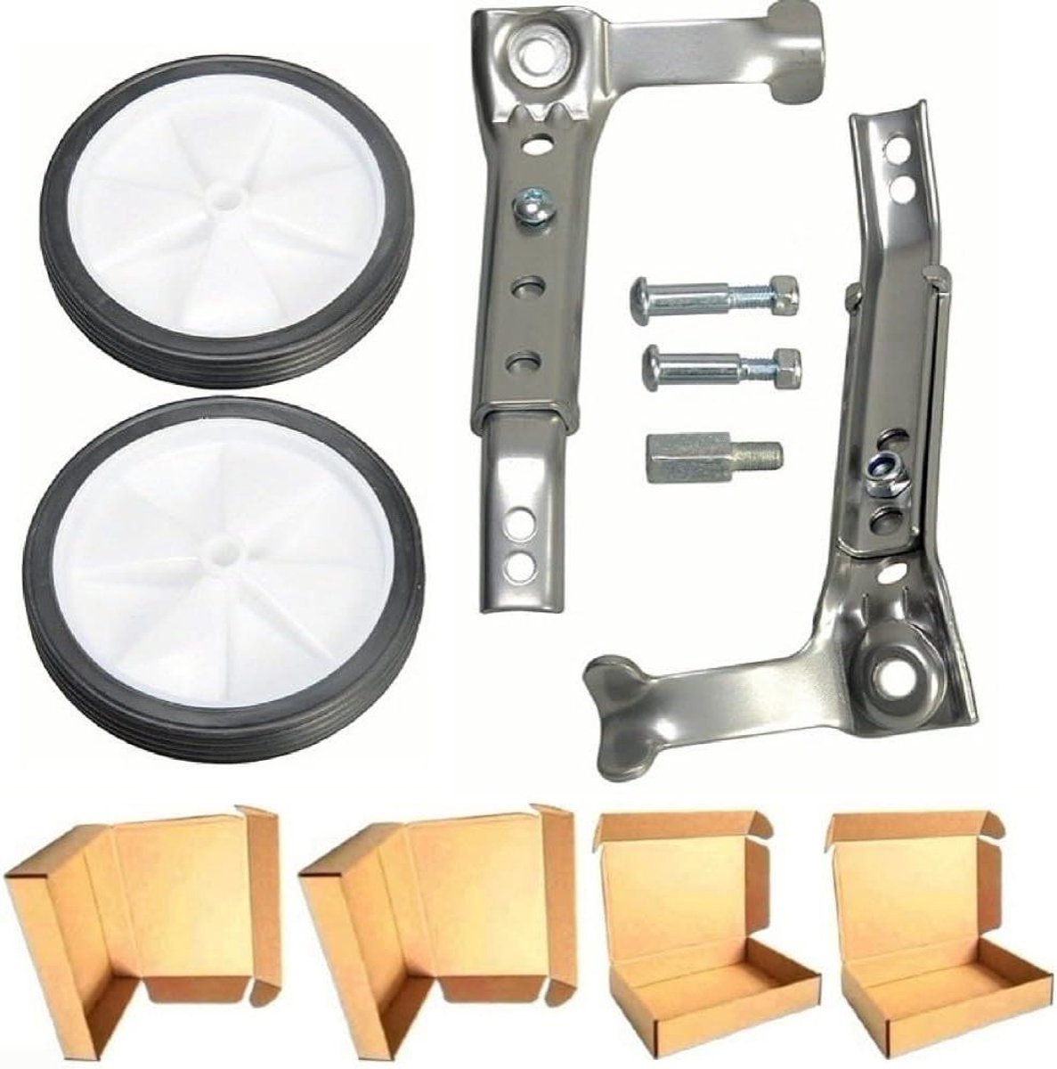 Fiets Stabilisatoren Oefenwielen Kinderfiets Leren Fietsen Verstelbare Hoogte 16-24 Inch Zilver