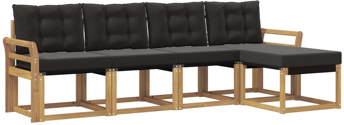 vidaXL Buiten - bank - set - 5 - st - 5-zits - Wit - en - zwart Wit en zwart