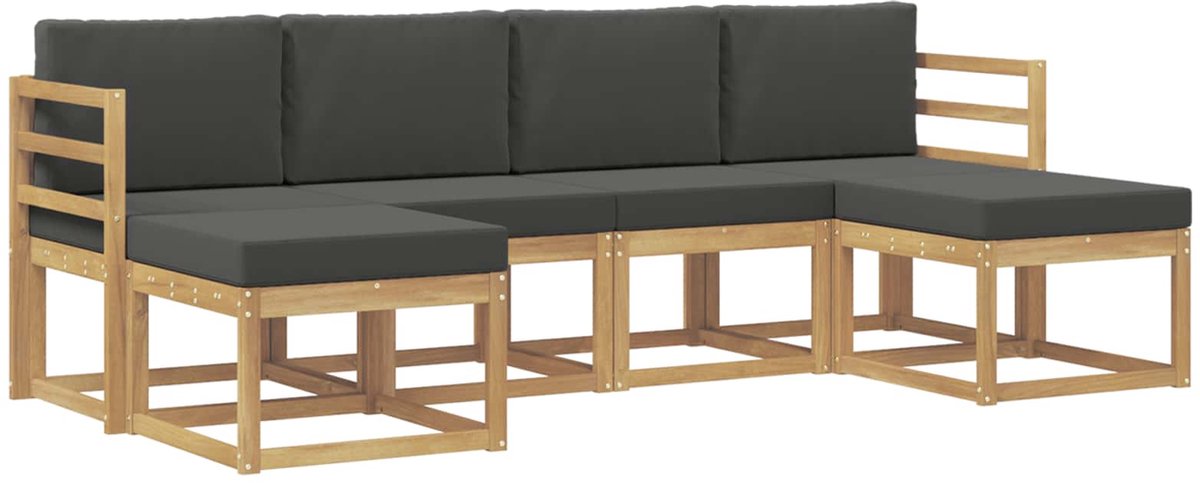 vidaXL Buiten - bank - set - 6 - st - 6-zits - Wit - en - antracietkleurig - Polyester Wit en antracietkleurig