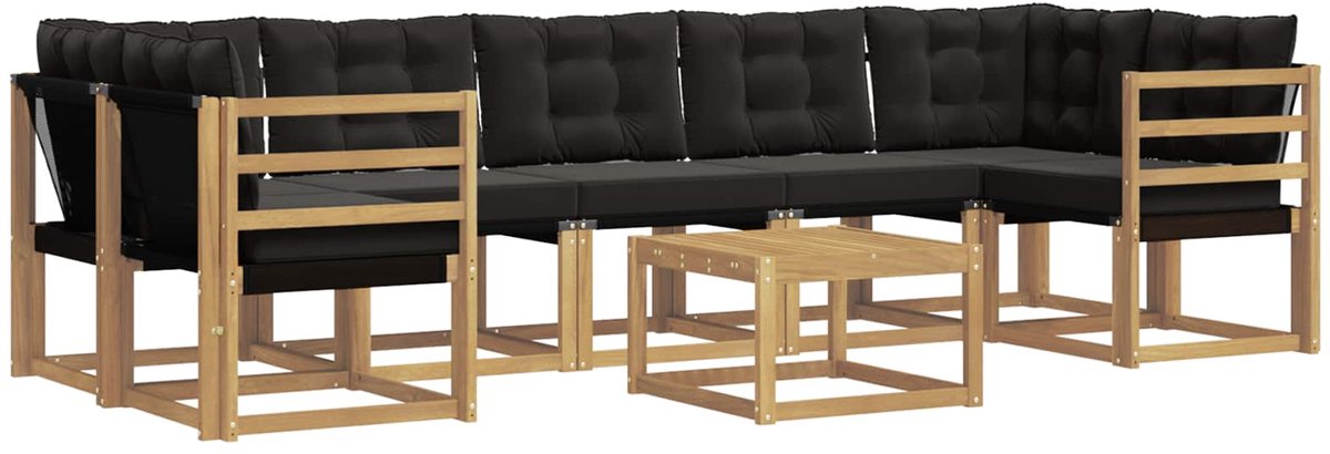 vidaXL Buiten - bank - set - 8 - st - 7-zits - Wit - en - zwart Wit en zwart