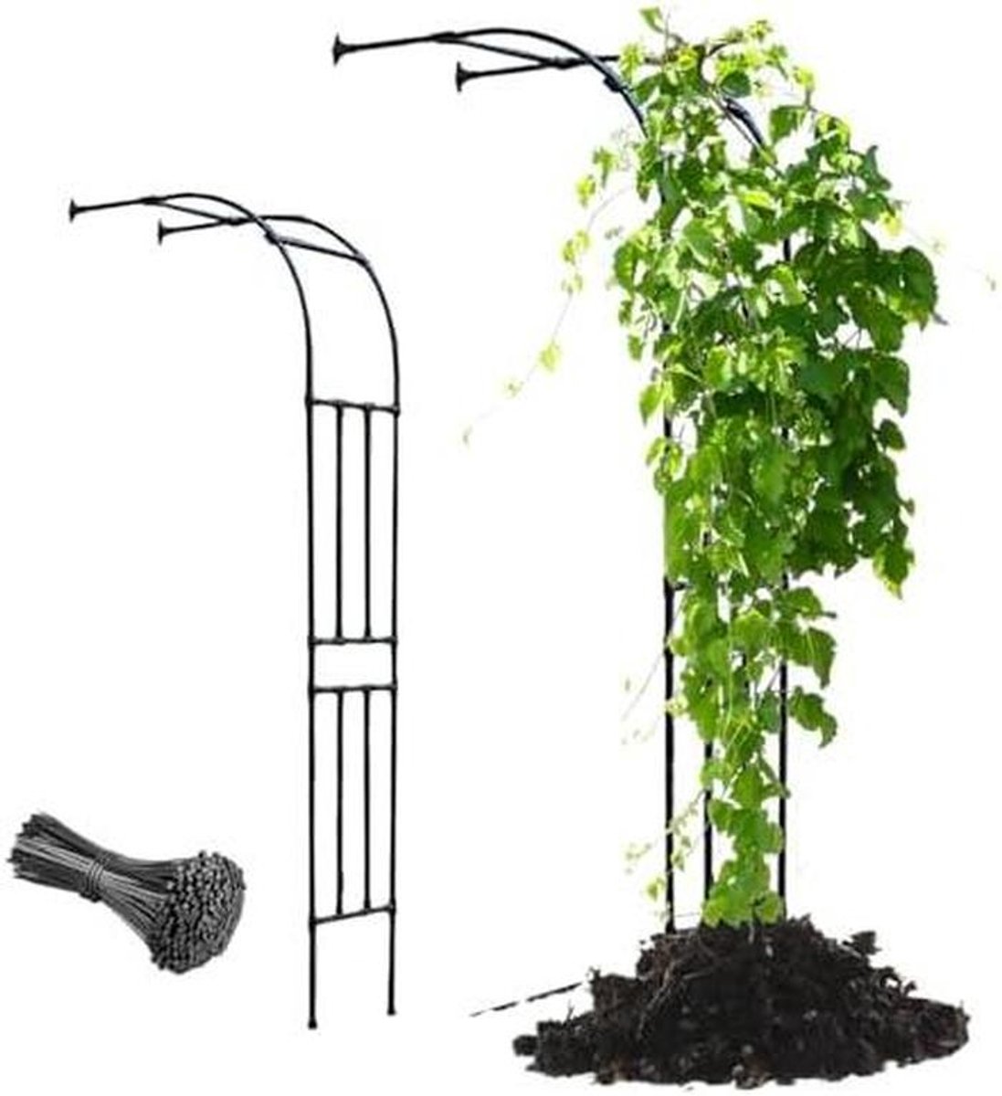 Rozenboog Metaal - Rankrooster Tuin - Klimplanten Ondersteunen - Verstelbare Breedte - H240cm - Zwart