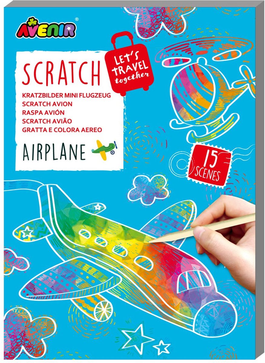 AVENIR Scratch Art Boek Mini A6 - Vliegtuigen - 15 Pagina'S - 3 Jaar