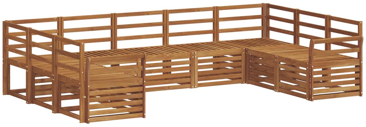 vidaXL Buiten - bank - set - 9 - st - 9-zits - Naturel - Massief - Acacia - Hout