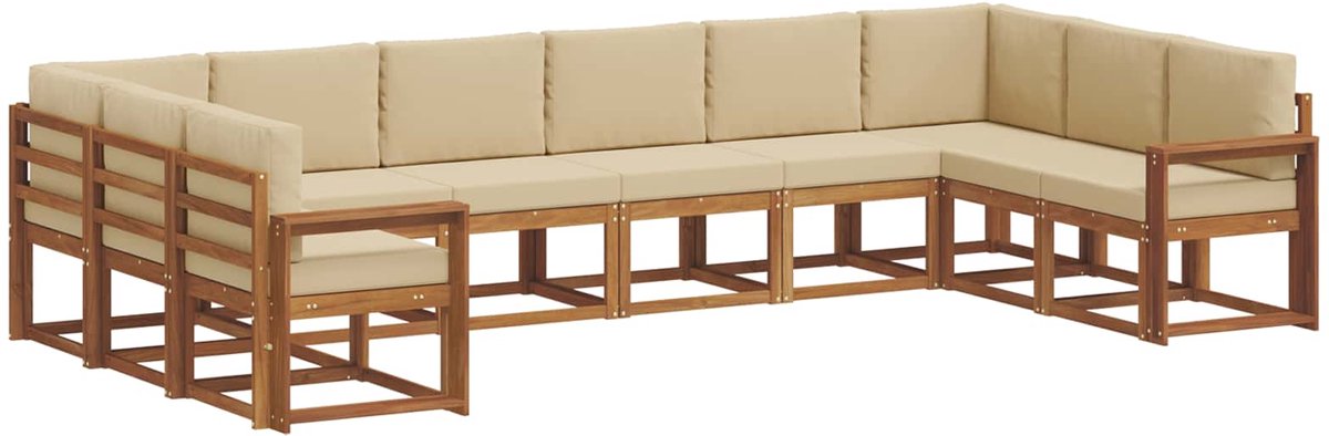vidaXL Buiten - bank - set - 10 - st - 10-zits - Natuurlijk - en - Beige Natuurlijk en Beige