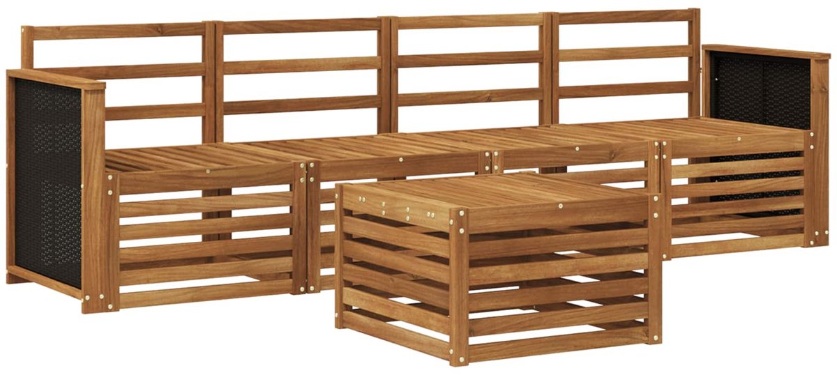 vidaXL Buiten - bank - set - 5 - st - 4-zits - Naturel - Massief - Acacia - Hout
