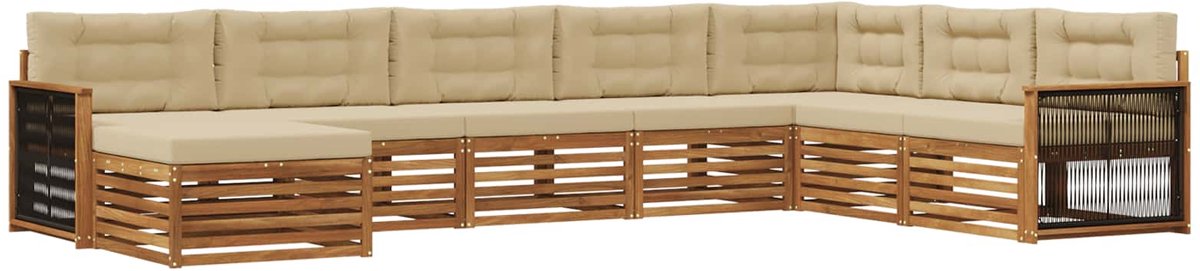 vidaXL Buiten - bank - set - 8 - st - 7-zits - Natuurlijk - en - Beige Natuurlijk en Beige