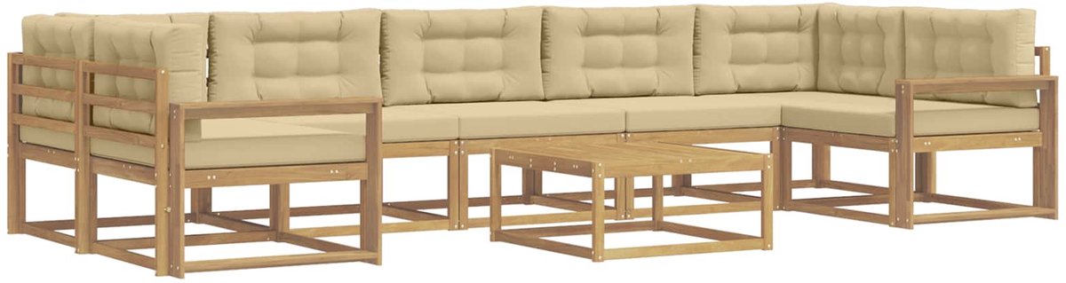 vidaXL Buiten - bank - set - 6 - st - 7-zits - Wit - en - Beige Wit en Beige