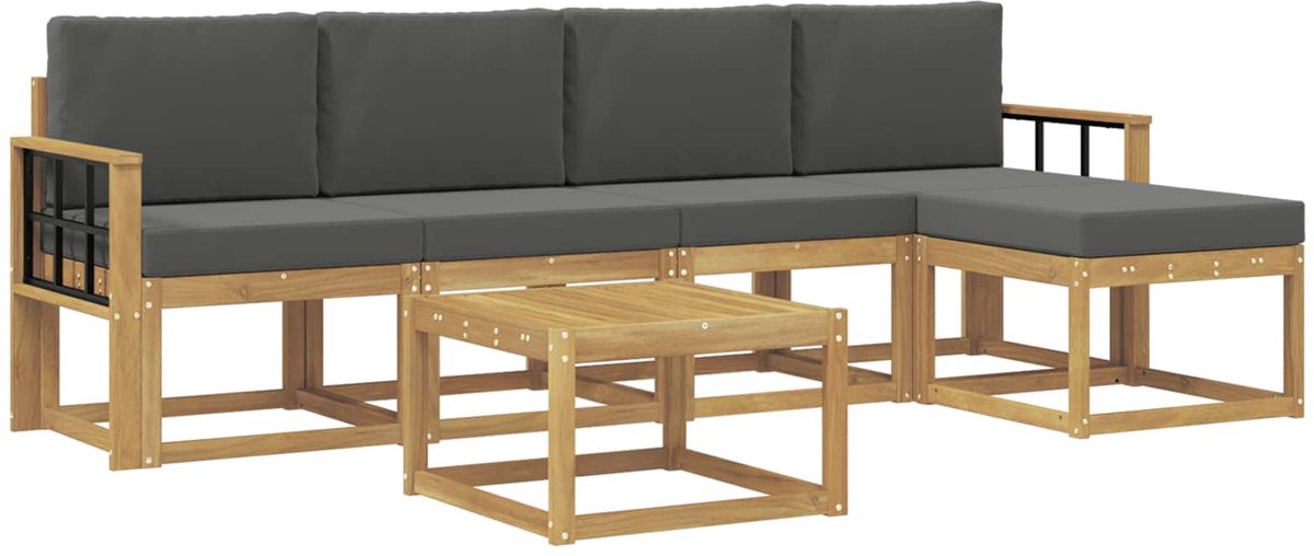 vidaXL Buiten - bank - set - 6 - st - 5-zits - Wit - en - antracietkleurig Wit en antracietkleurig