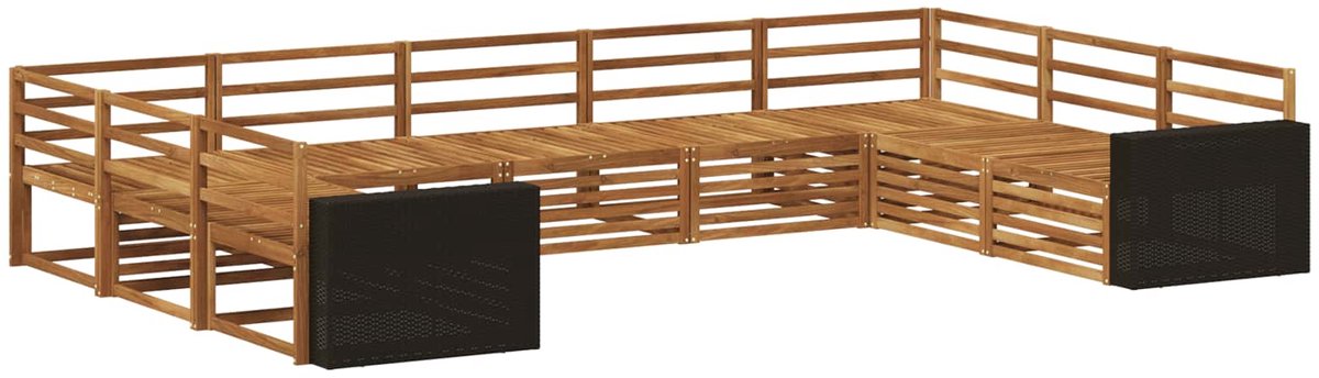 vidaXL Buiten - bank - set - 9 - st - 9-zits - Naturel - Massief - Acacia - Hout